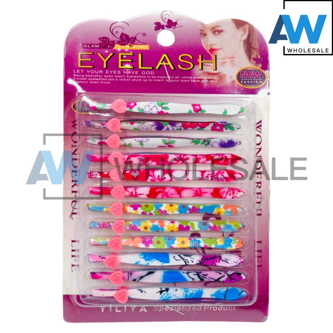 3017-7 (12 pcs) Printed Stainless Steel Tweezers