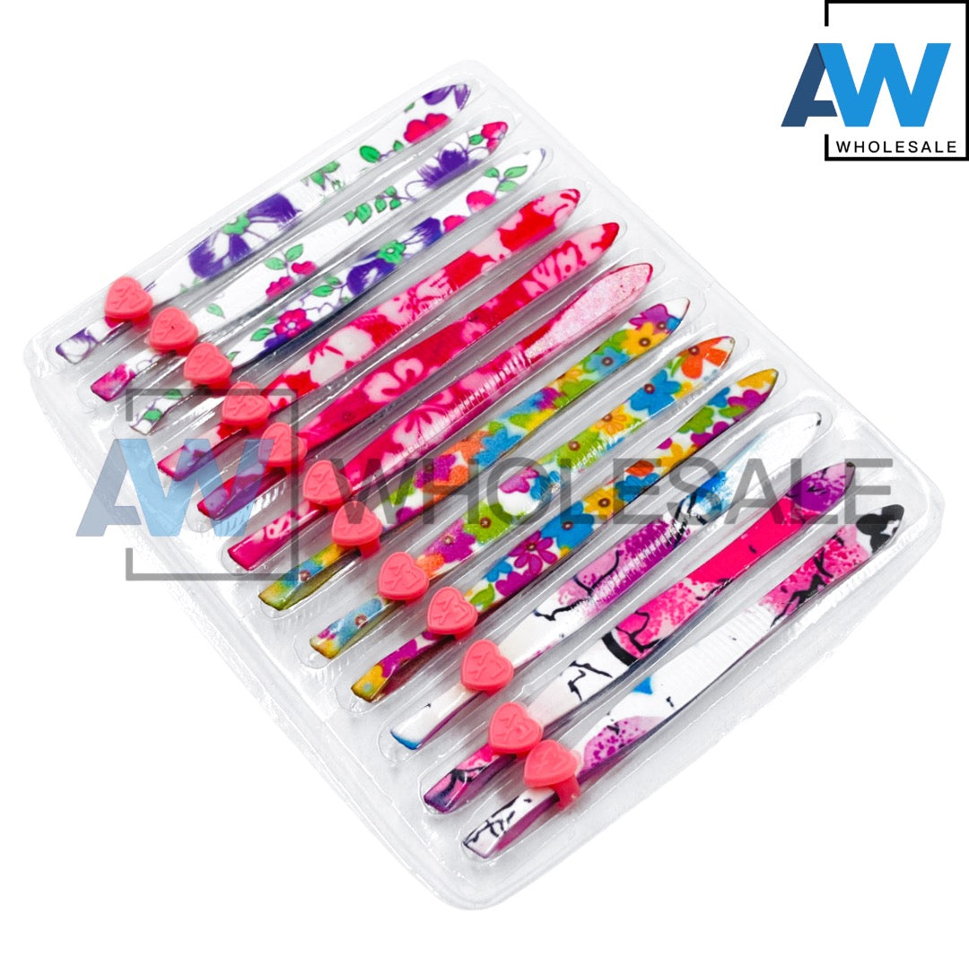 3017-7 (12 pcs) Printed Stainless Steel Tweezers