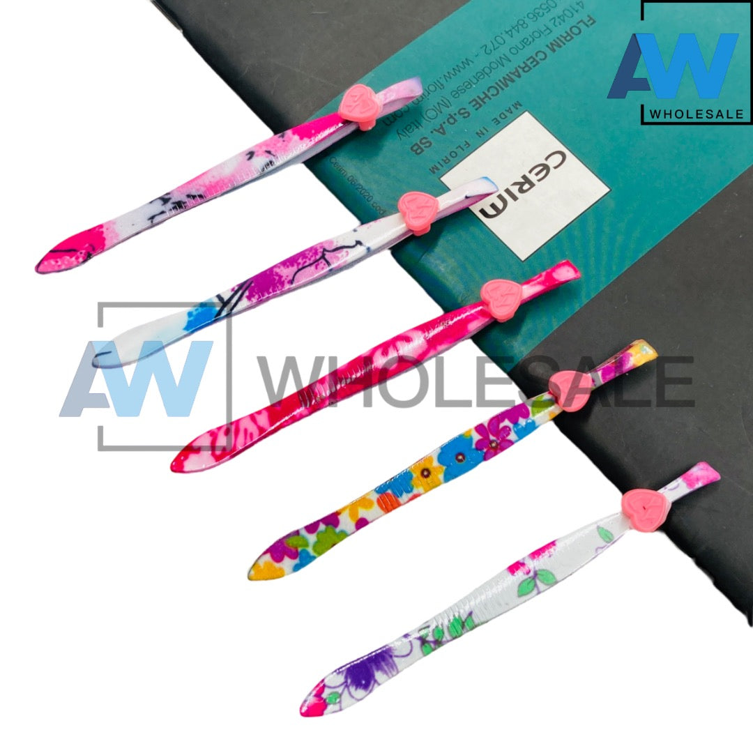 3017-7 (12 pcs) Printed Stainless Steel Tweezers