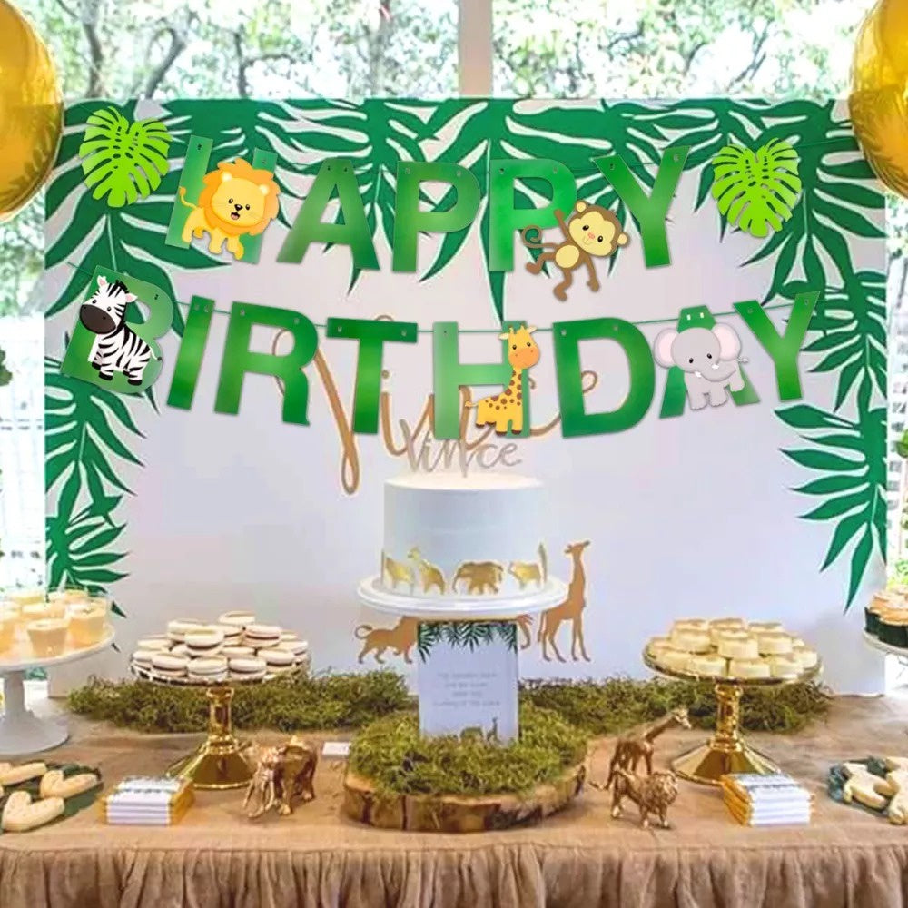 PS-288 (1 set) Jungle Safari Happy Birthday Banner
