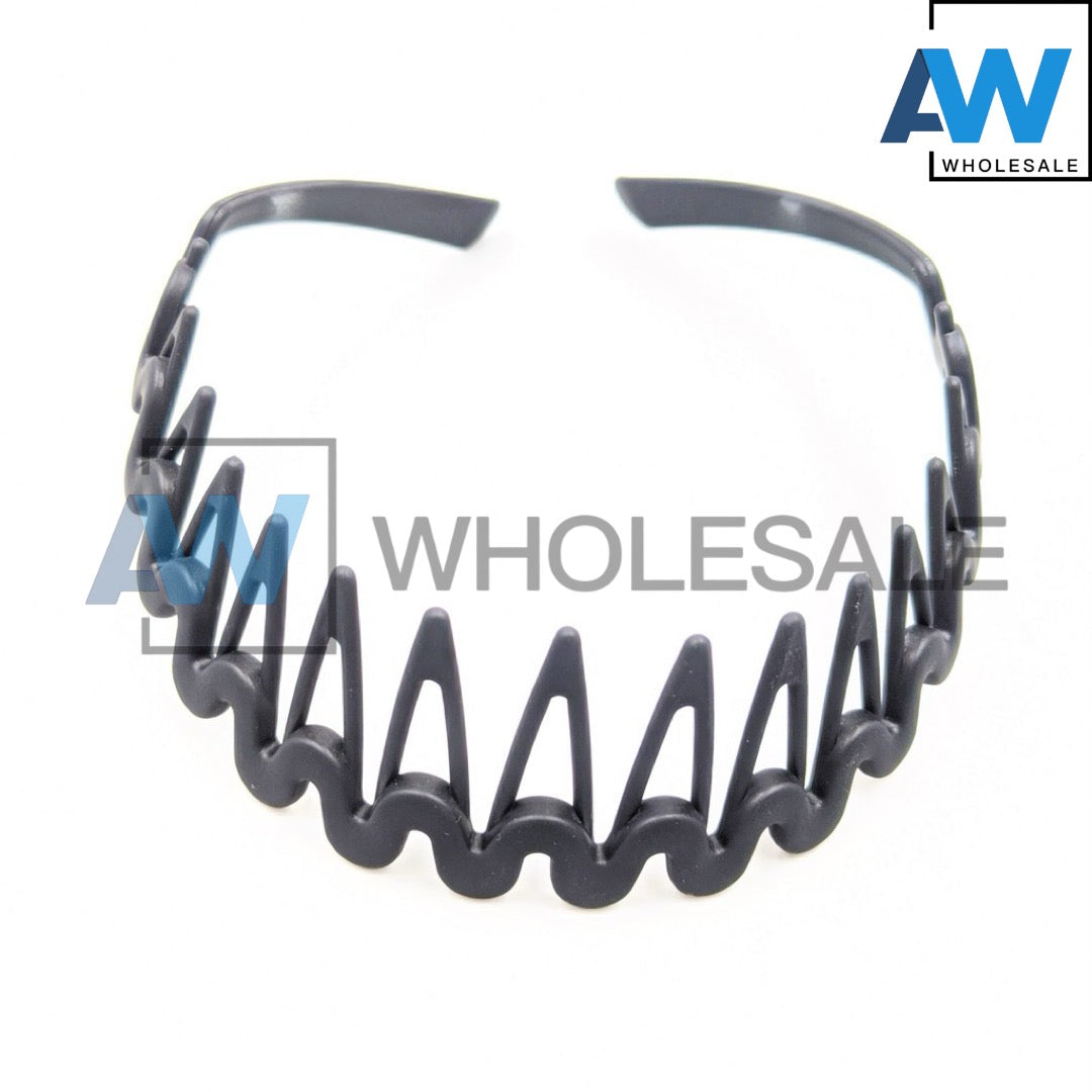 HB-231 (12 pcs) Matte Toothed PVC Headbands