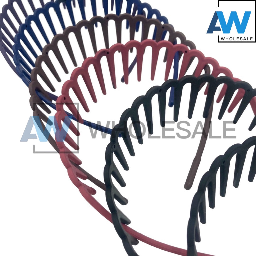 HB-230 (12 pcs) Matte Dark Toothed Headbands