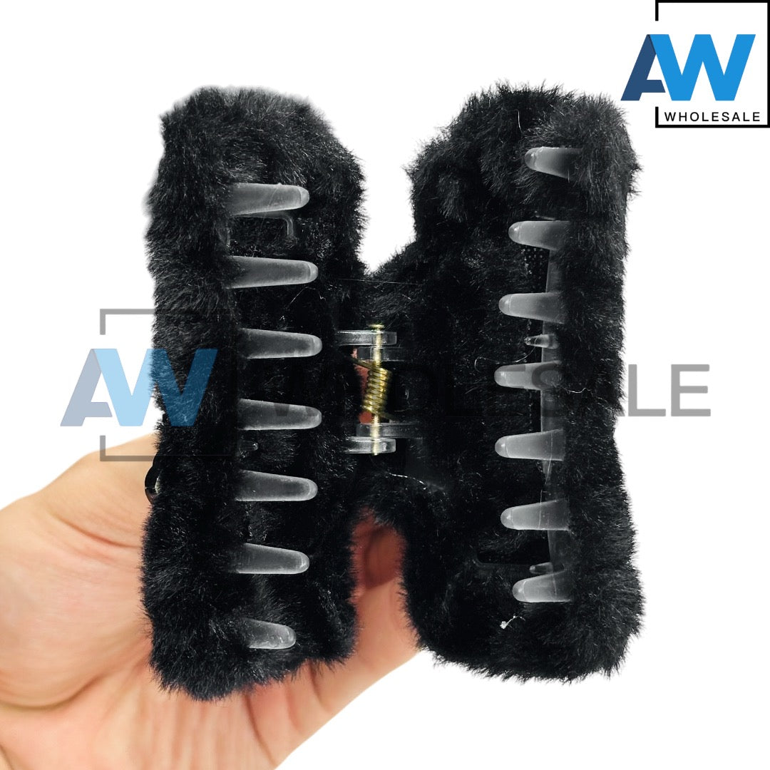 AB-1000 (12 pcs) Faux Fur 8.5 cm Hair Clamps
