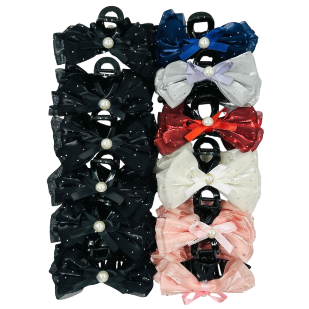 AB-1077 (12 pcs) Fabric 14 cm Hair Clamps