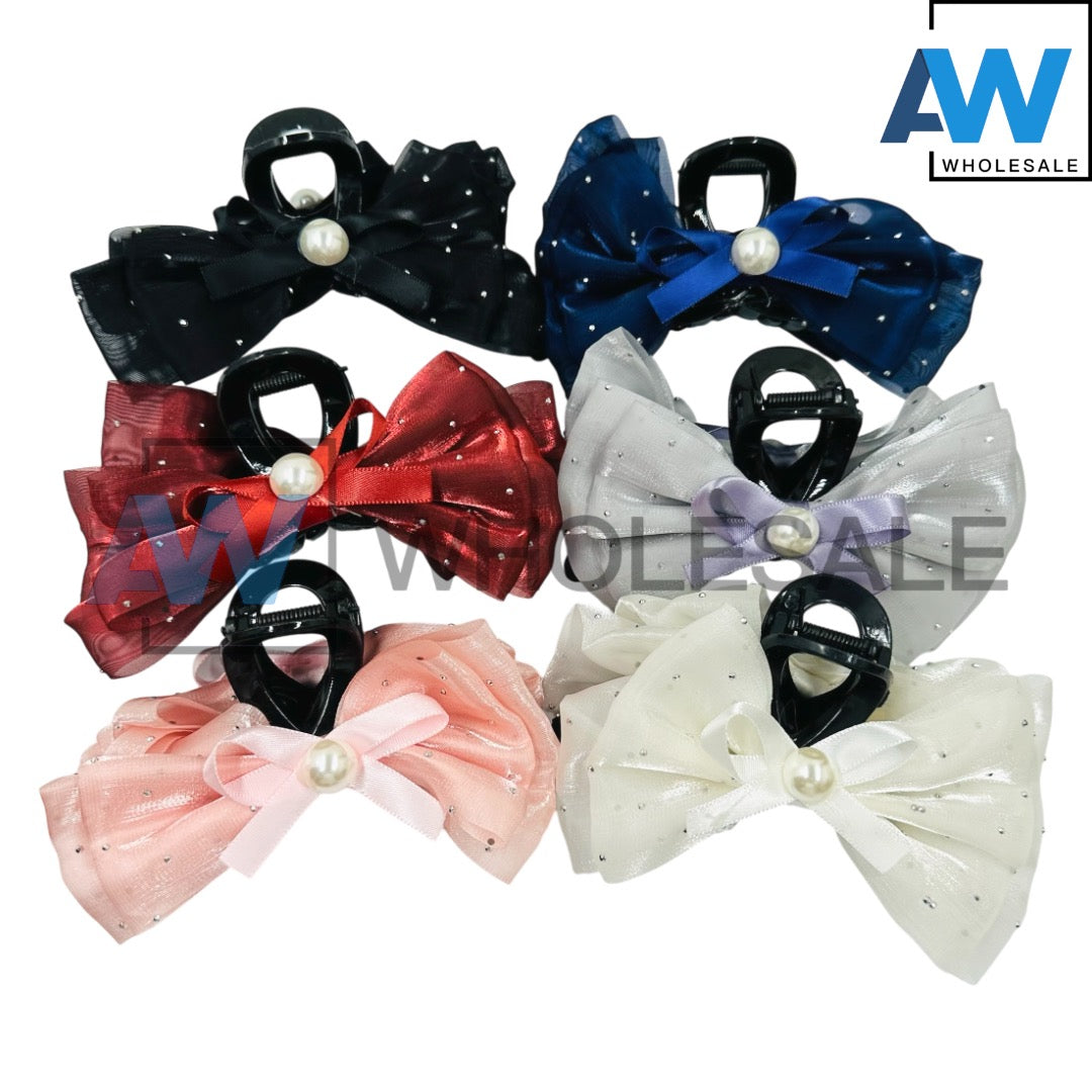 AB-1077 (12 pcs) Fabric 14 cm Hair Clamps