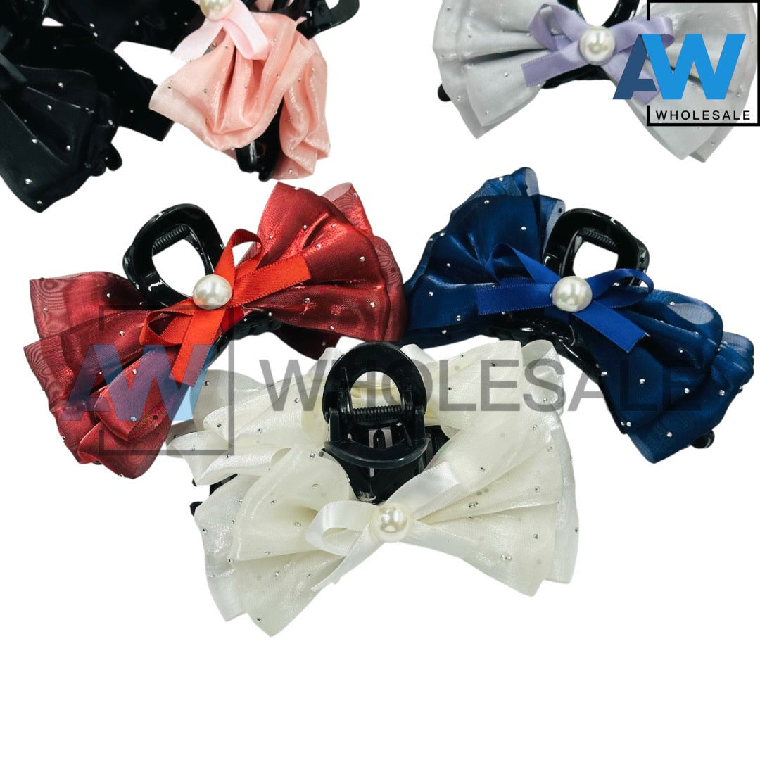 AB-1077 (12 pcs) Fabric 14 cm Hair Clamps
