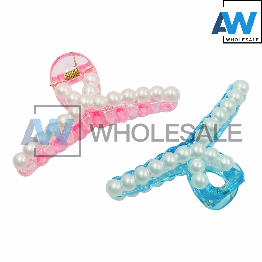 AB-1112 (12 pcs) Pearl 8 cm Hair Clamps