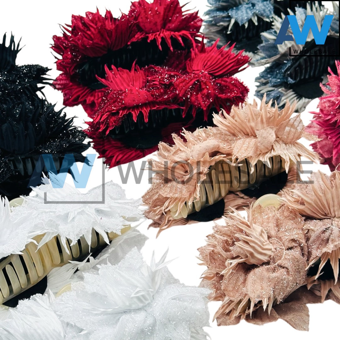 AB-1175 (12 pcs) Fabric 13 cm Hair Clamps