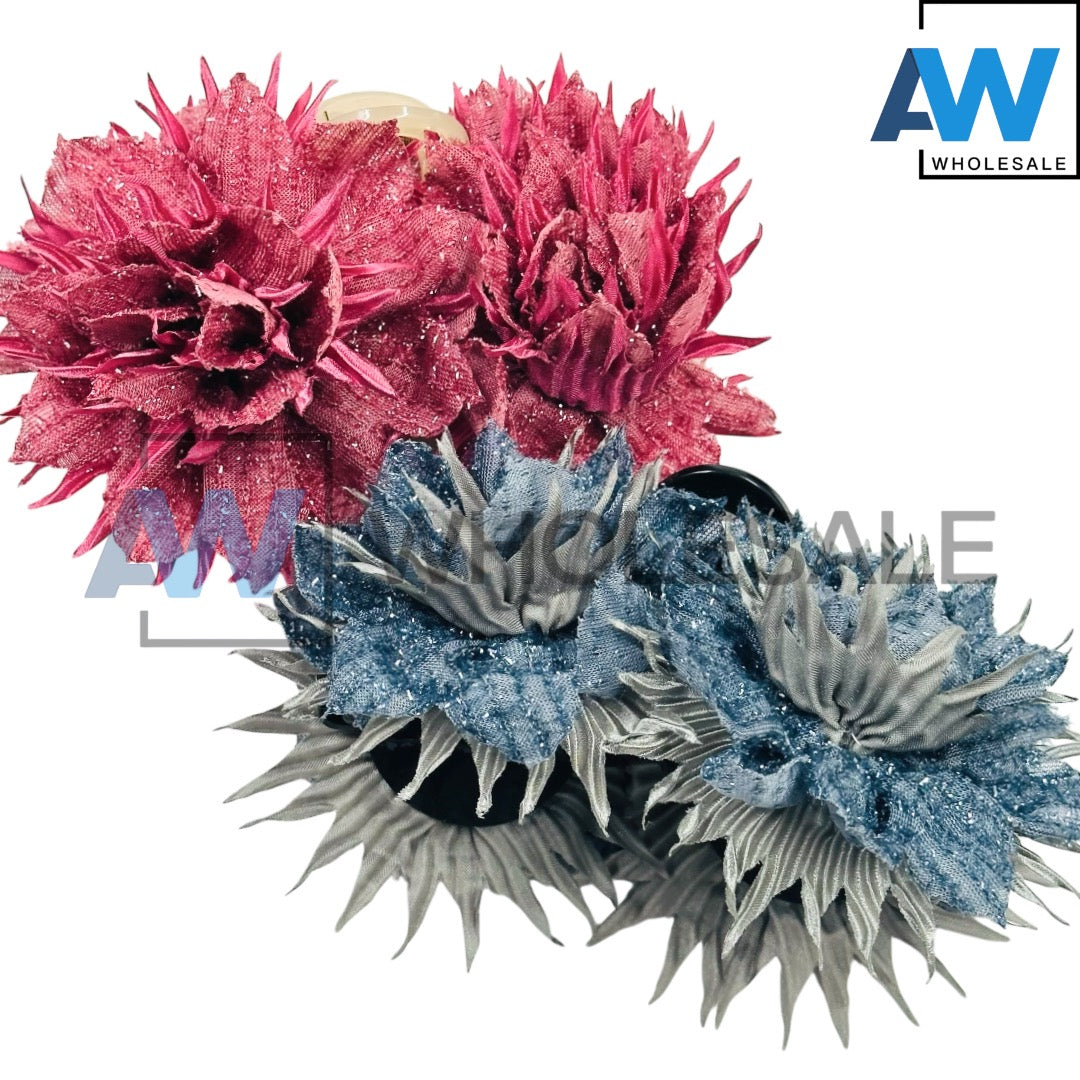 AB-1175 (12 pcs) Fabric 13 cm Hair Clamps