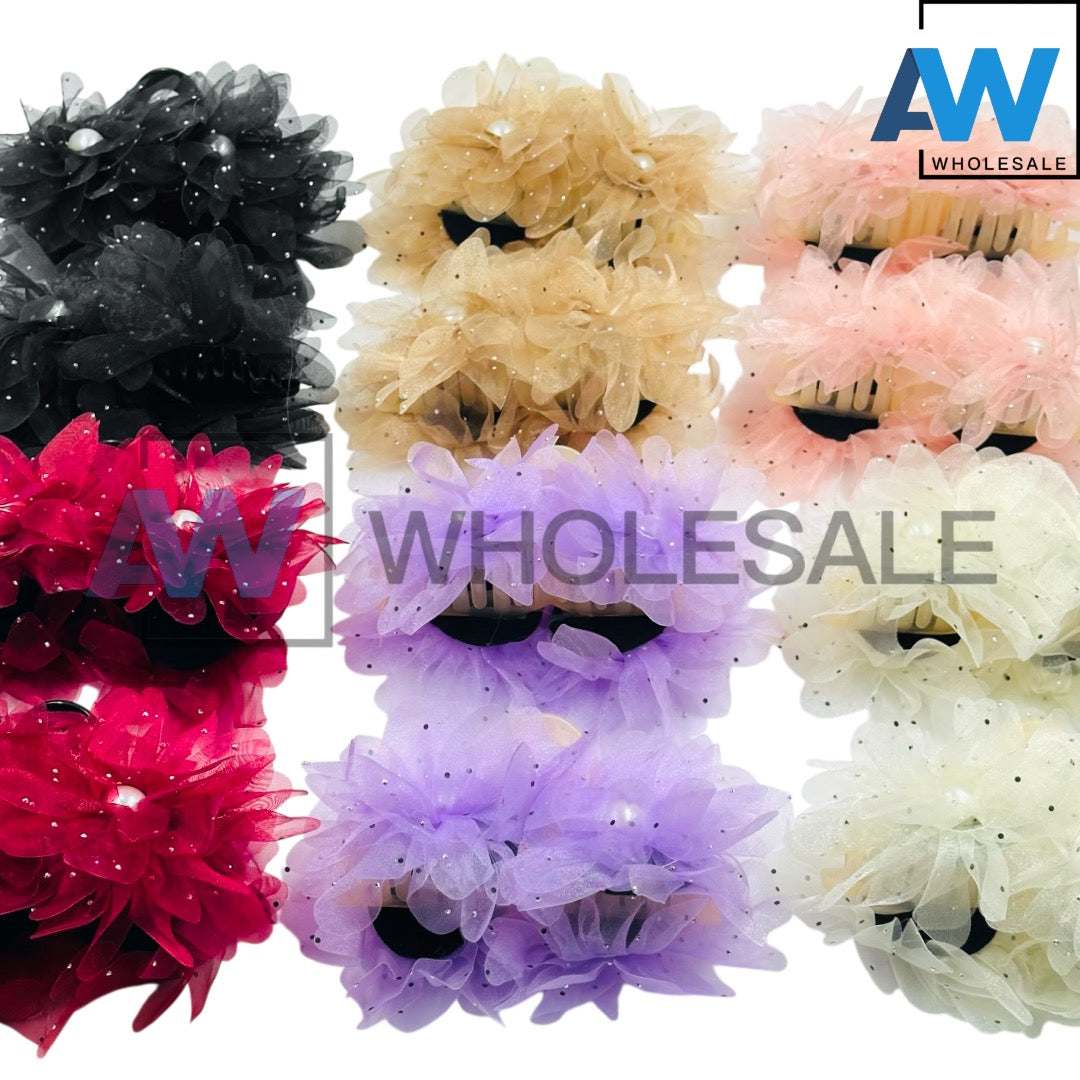 AB-1177 (12 pcs) Fabric 13 cm Hair Clamps