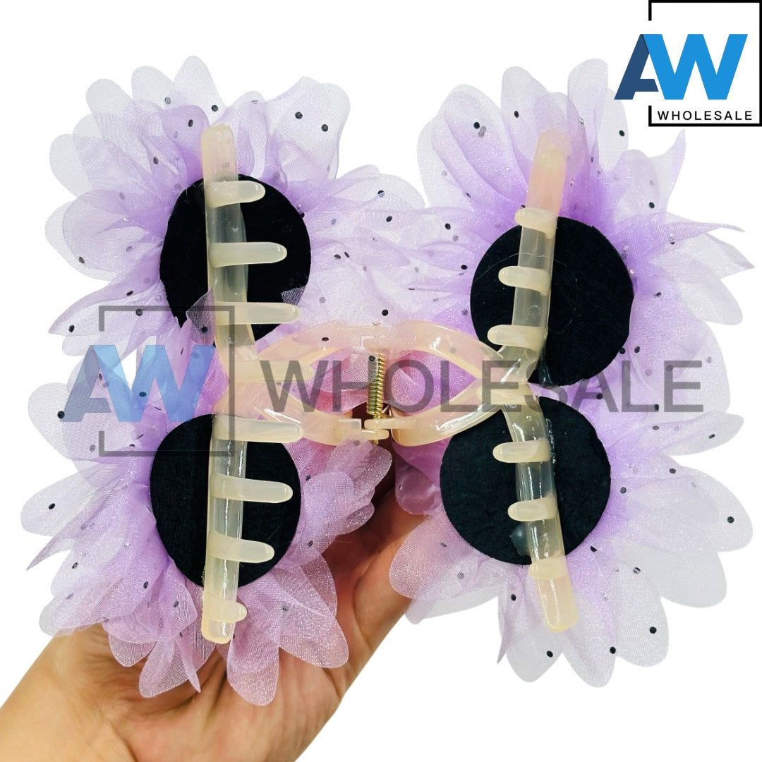 AB-1177 (12 pcs) Fabric 13 cm Hair Clamps