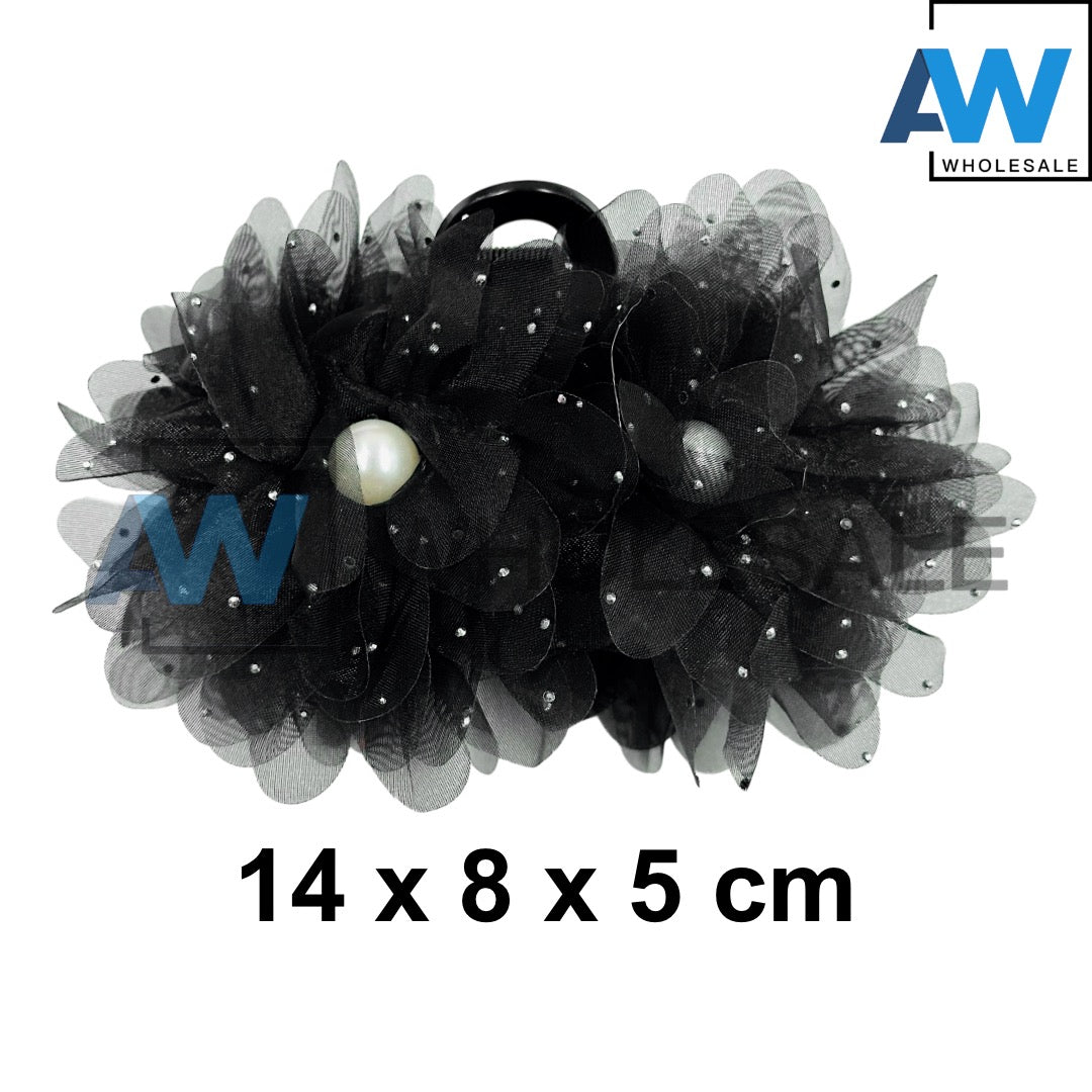 AB-1177 (12 pcs) Fabric 13 cm Hair Clamps