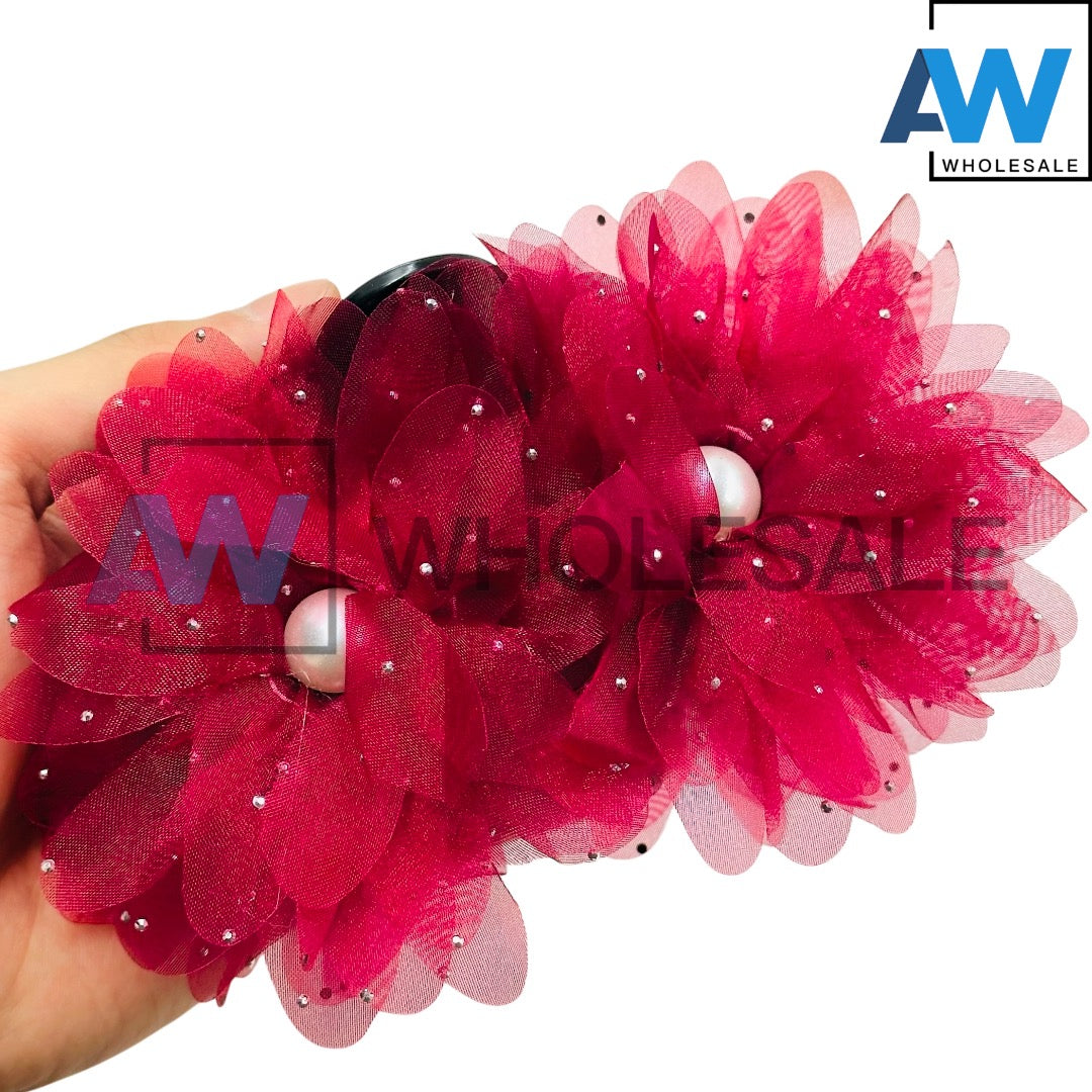AB-1177 (12 pcs) Fabric 13 cm Hair Clamps