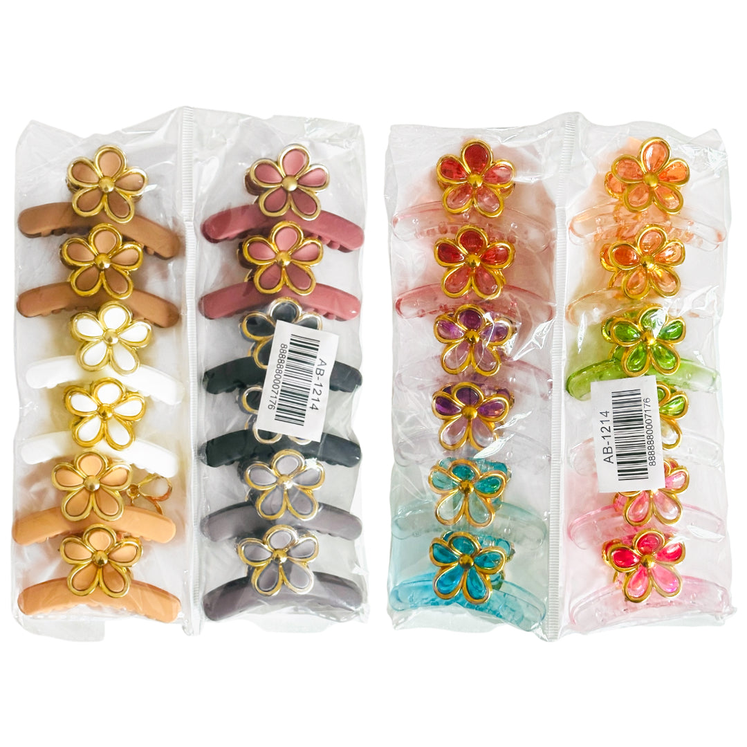AB-1214 (12 pcs) Matte/Transparent 7 cm Hair Clamps