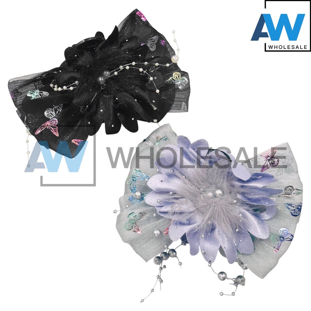 AB-1232 (12 pcs) Fabric 13 cm Hair Clamps