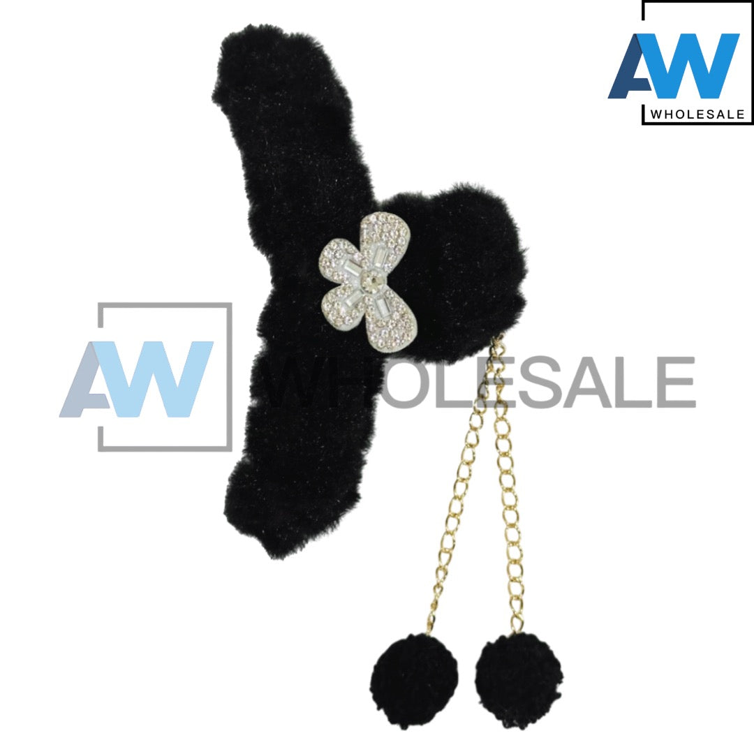 AB-1328 (12 pcs) Faux Fur 11 cm Hair Clamps