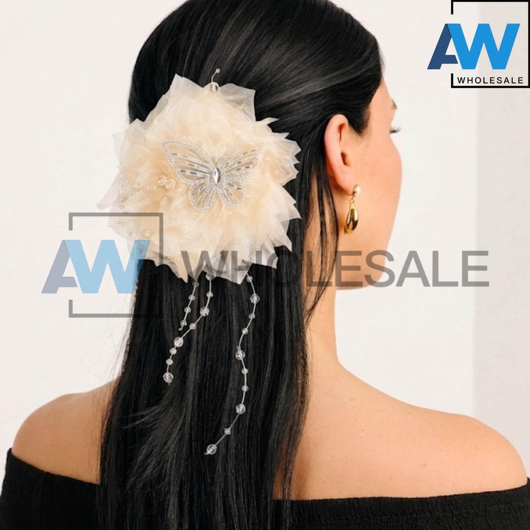AB-1347 (12 pcs) Fabric 13 cm Hair Clamps