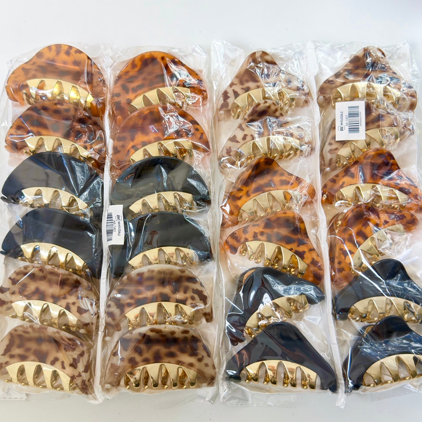 AB-1401 (12 pcs) 9 cm Gold Tortoiseshell Hair Clamp