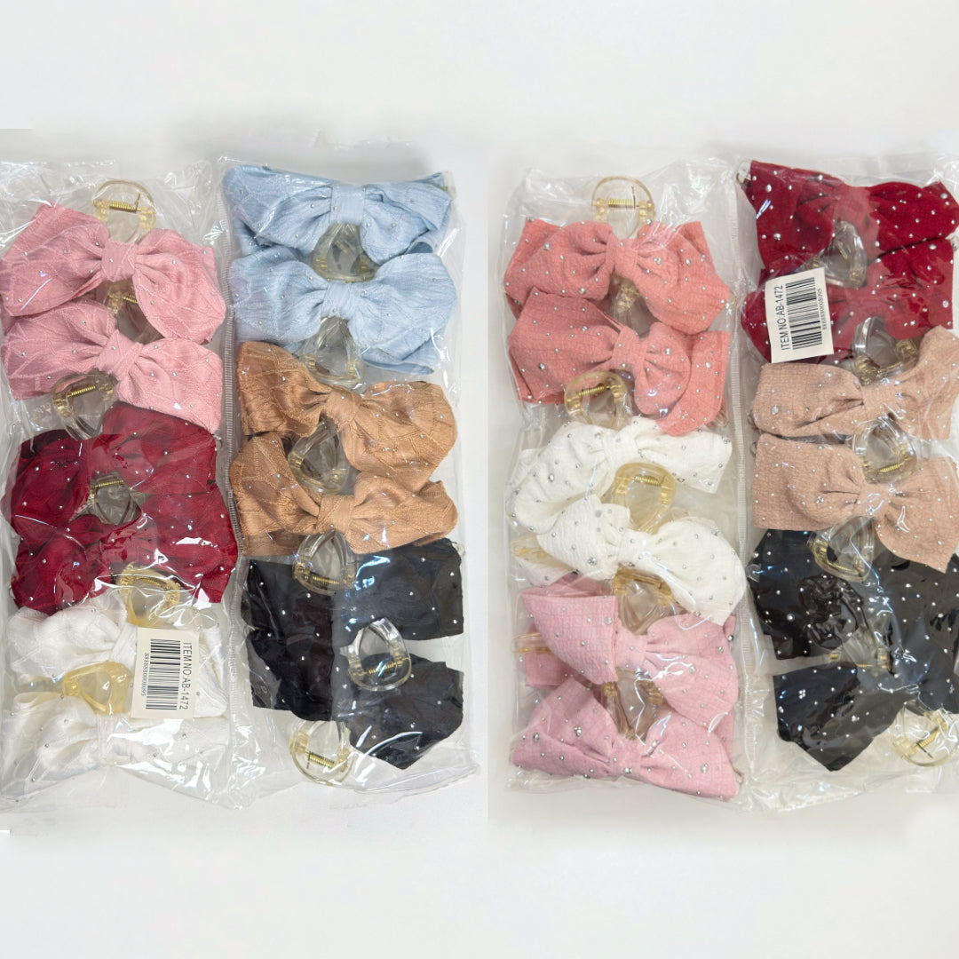 AB-1472 (12 pcs) 11cm Bubble Fabric Bow Hair Clamp