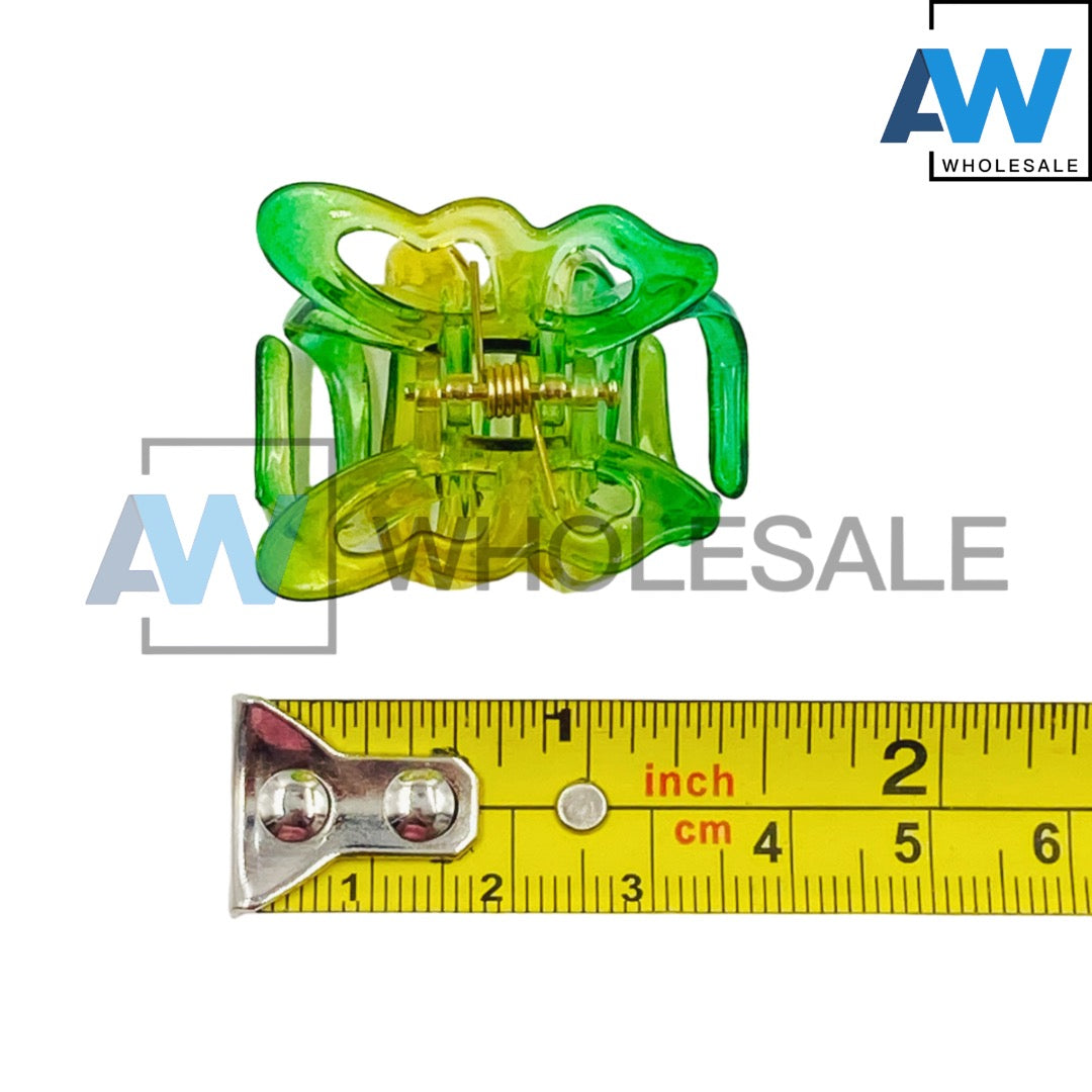 AB-321 (12 pcs) Glossy Butterfly Hair Clamps