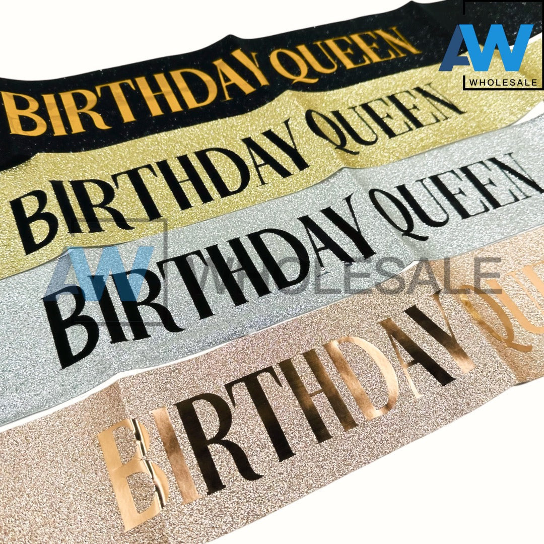 PS-501 (1 pc) Glittered Birthday Queen Sash