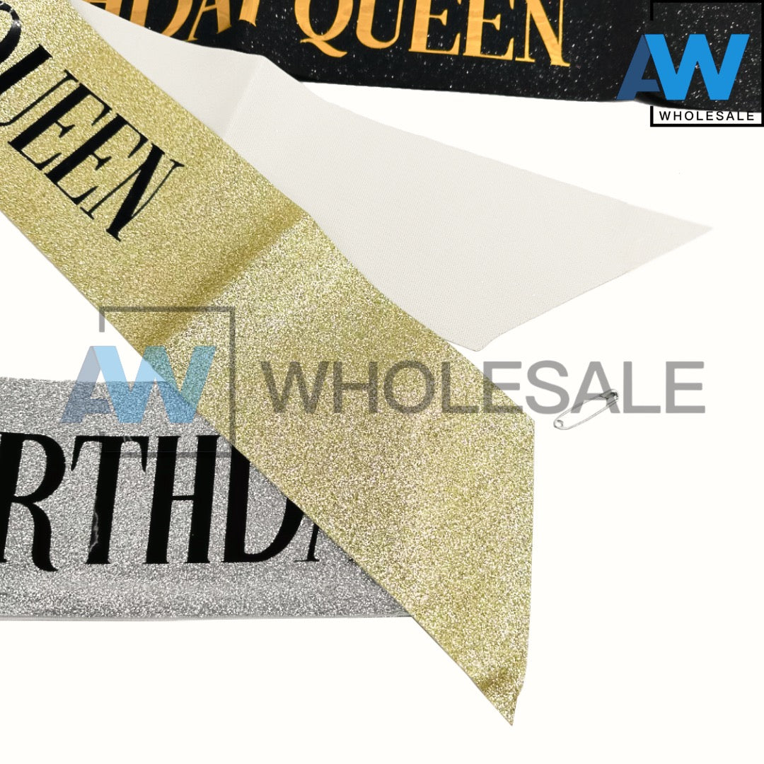 PS-501 (1 pc) Glittered Birthday Queen Sash
