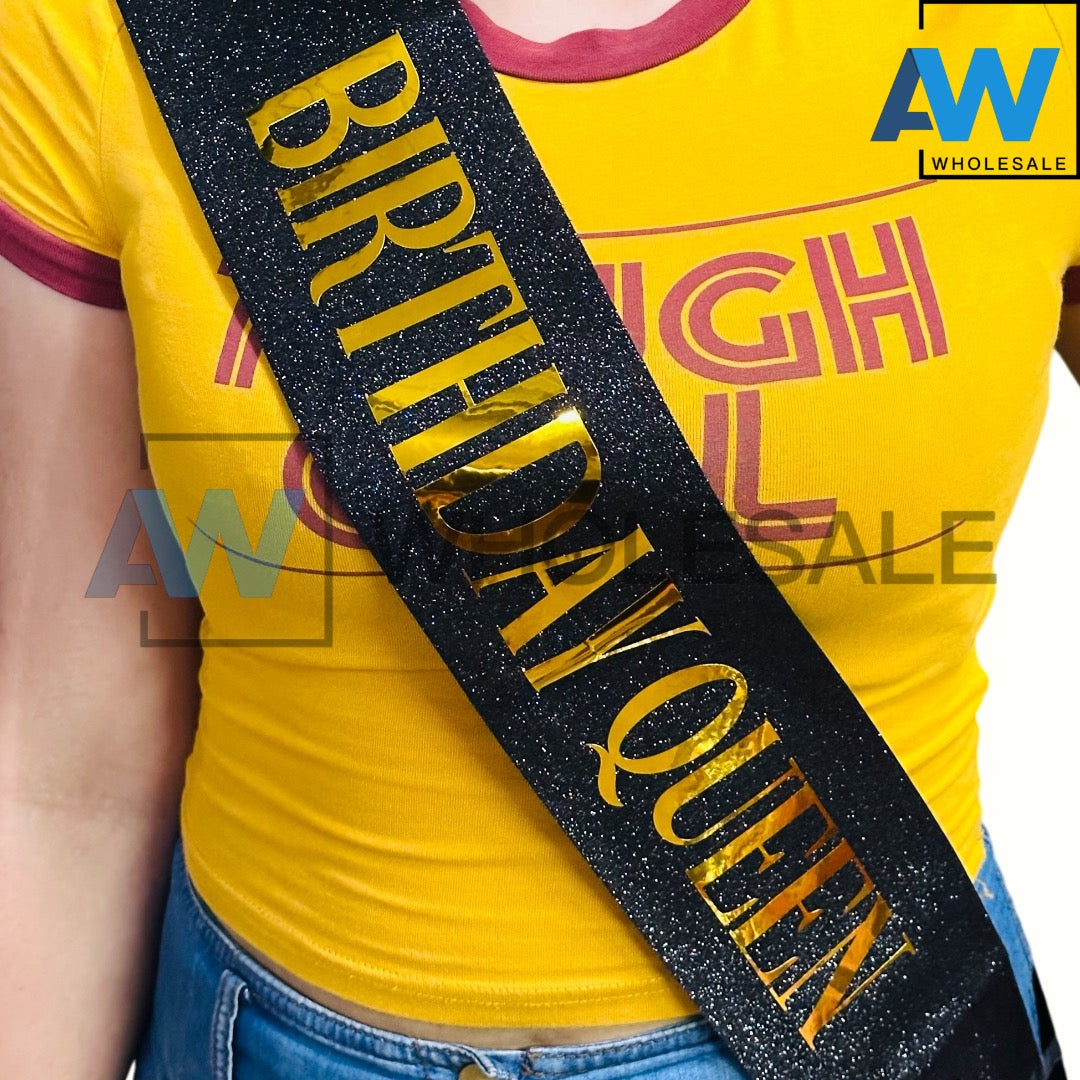 PS-501 (1 pc) Glittered Birthday Queen Sash