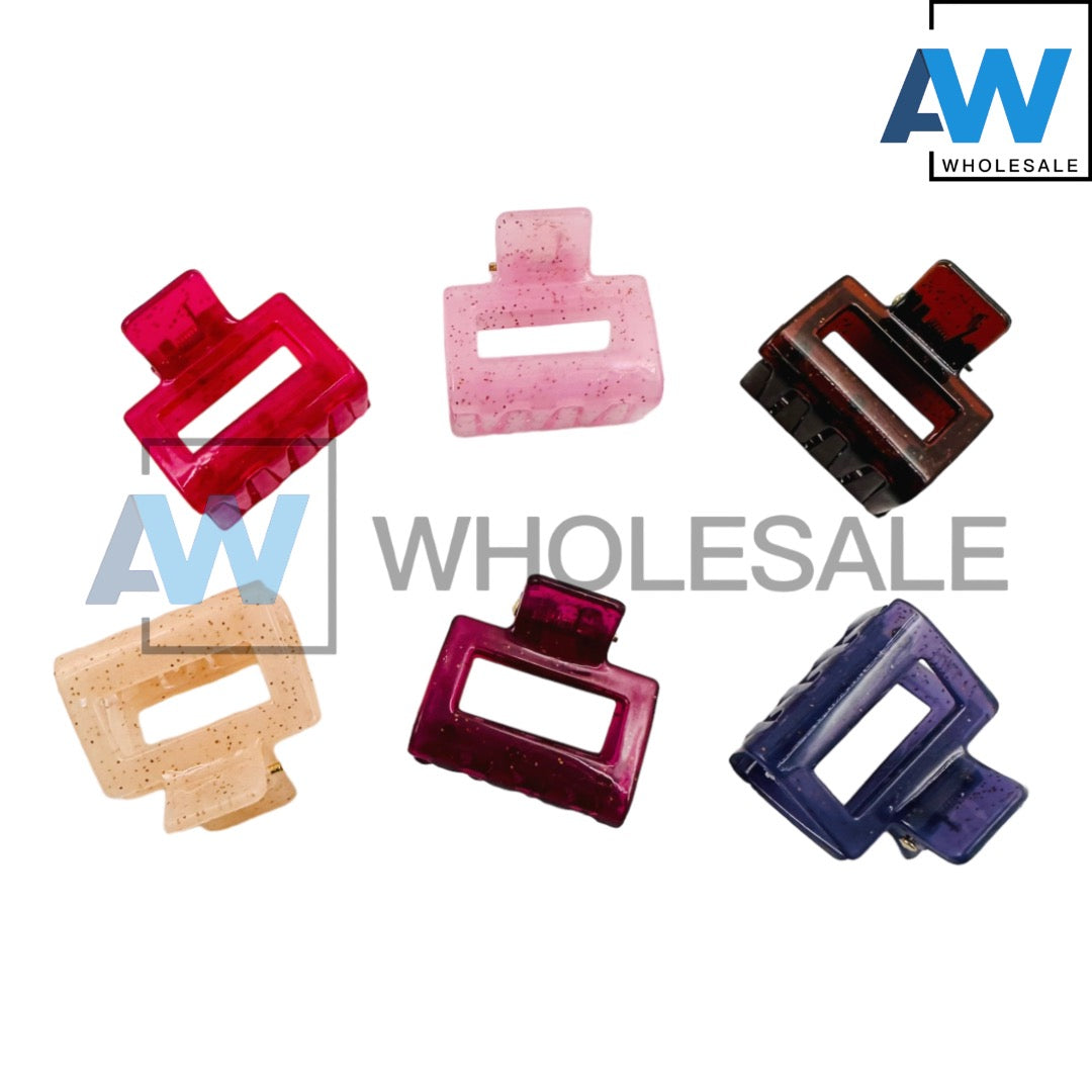 AB-549 (12 pcs) Glossy Rectangle Hair Clamps
