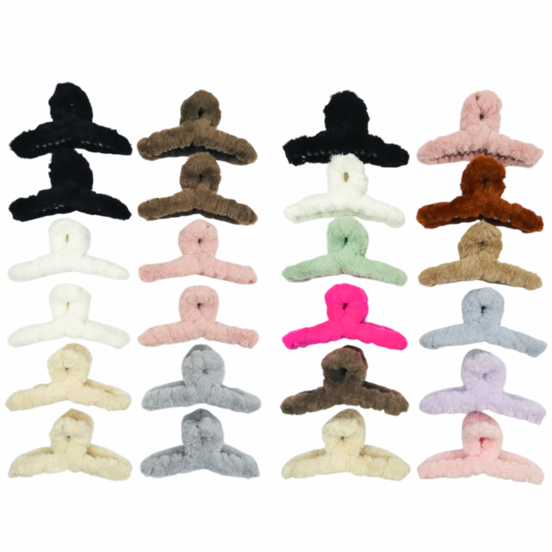 AB-555A (12 pcs) Faux Fur 13 cm Hair Clamps