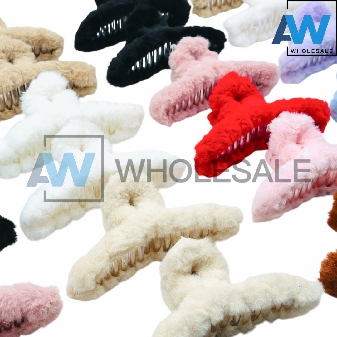 AB-555A (12 pcs) Faux Fur 13 cm Hair Clamps