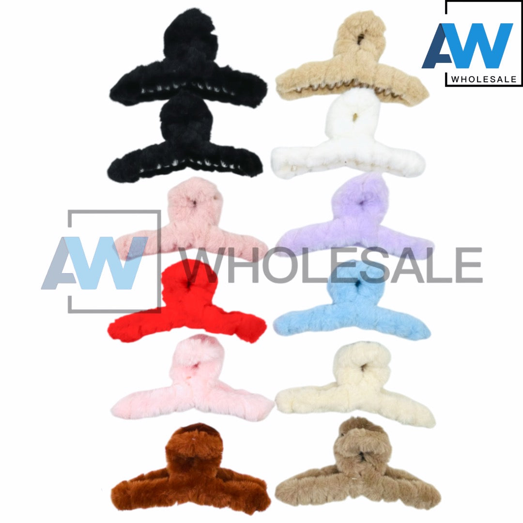AB-555A (12 pcs) Faux Fur 13 cm Hair Clamps
