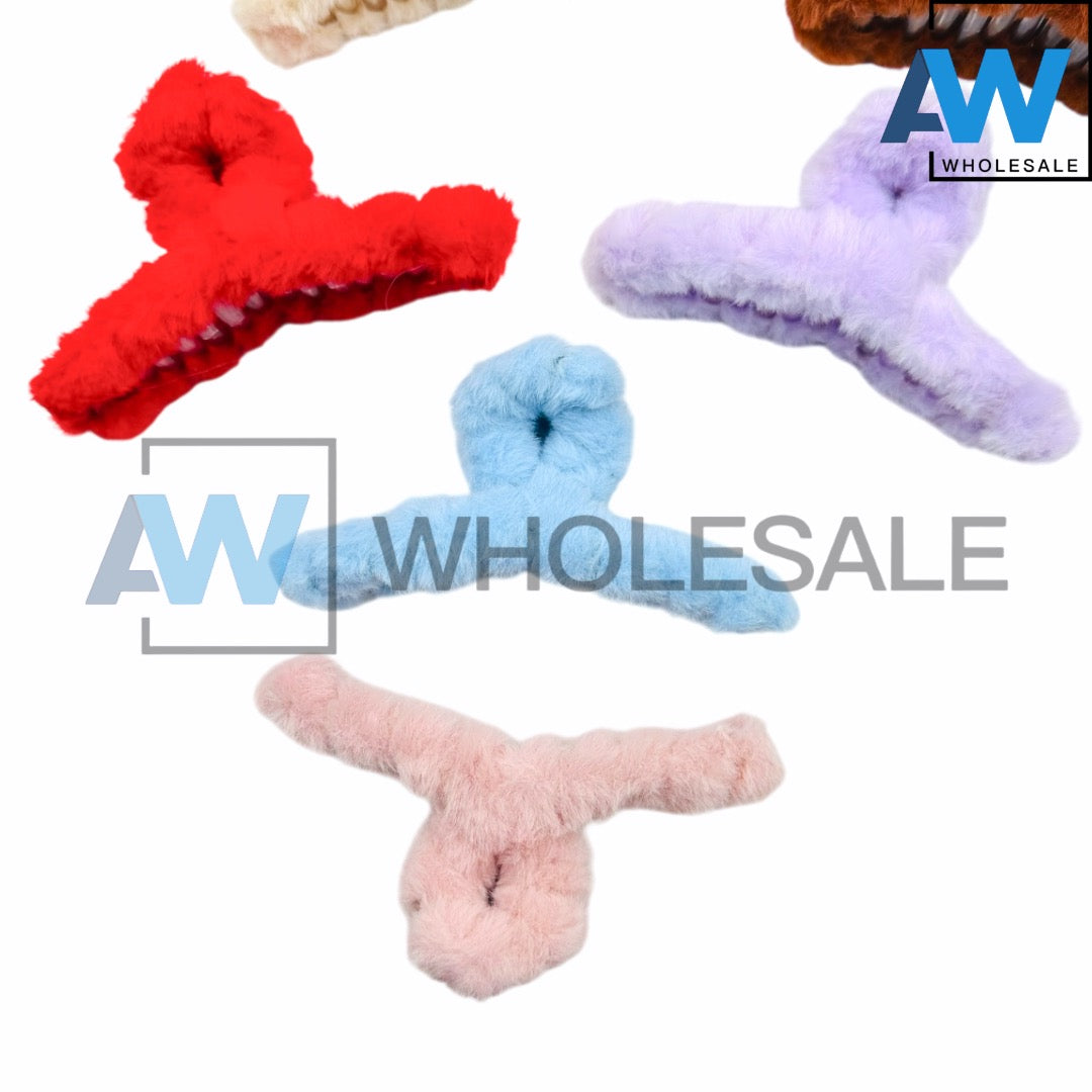 AB-555A (12 pcs) Faux Fur 13 cm Hair Clamps