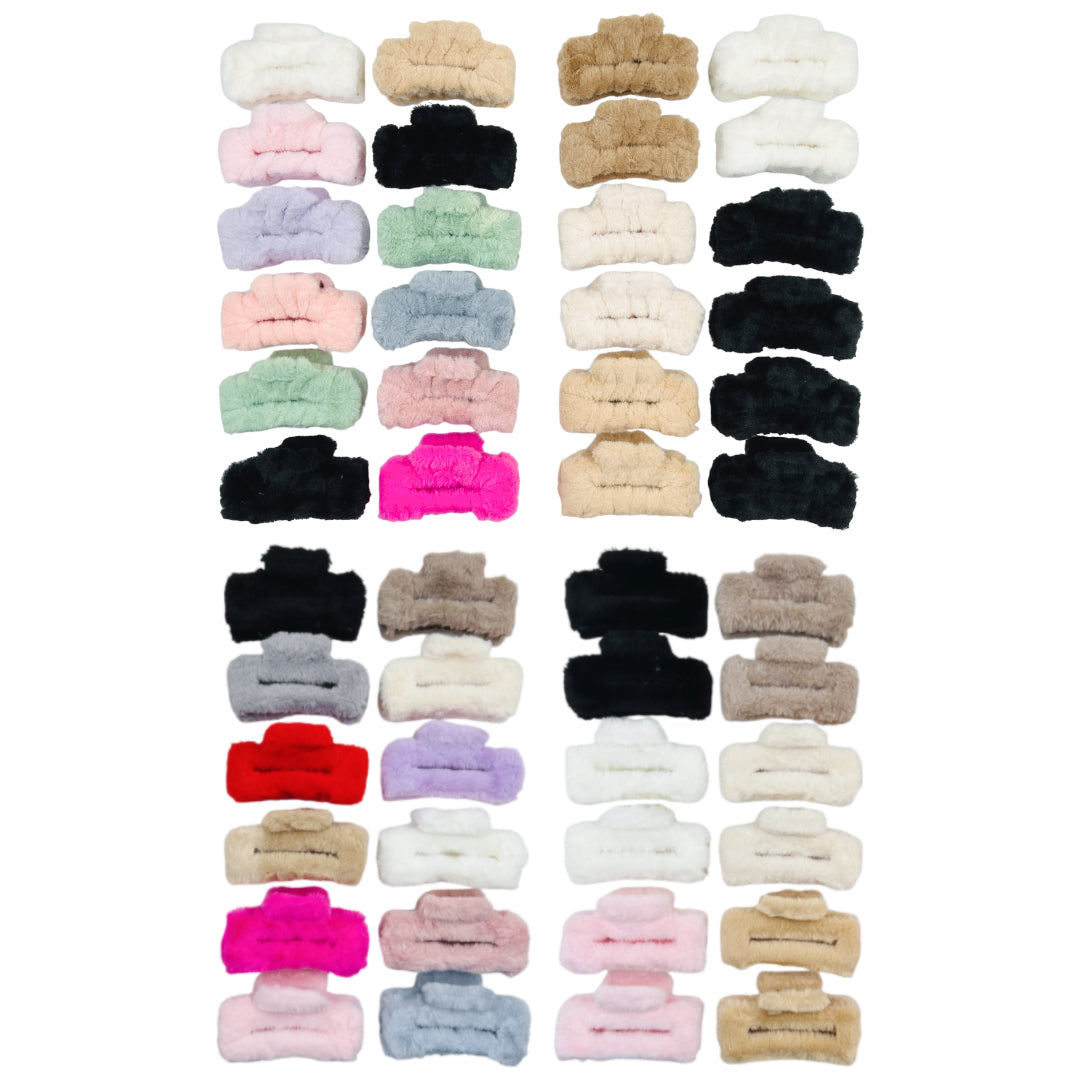 AB-556A (12 pcs) Faux Fur 11 cm Hair Clamps