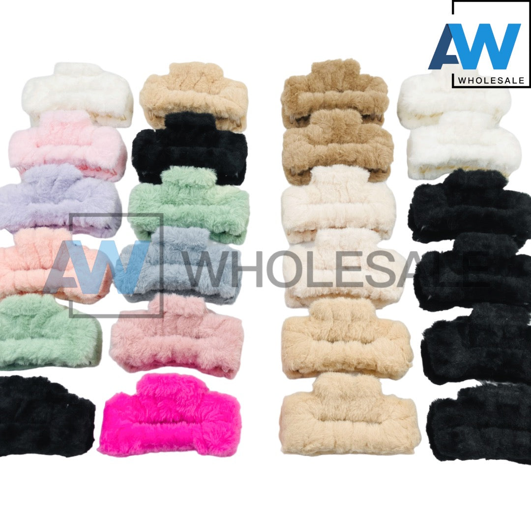 AB-556A (12 pcs) Faux Fur 11 cm Hair Clamps