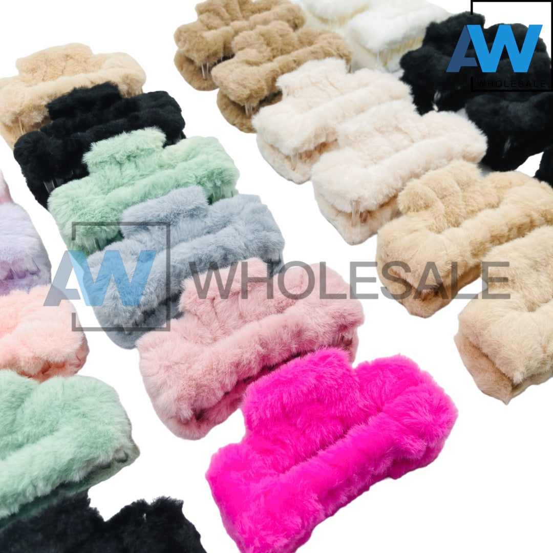 AB-556A (12 pcs) Faux Fur 11 cm Hair Clamps