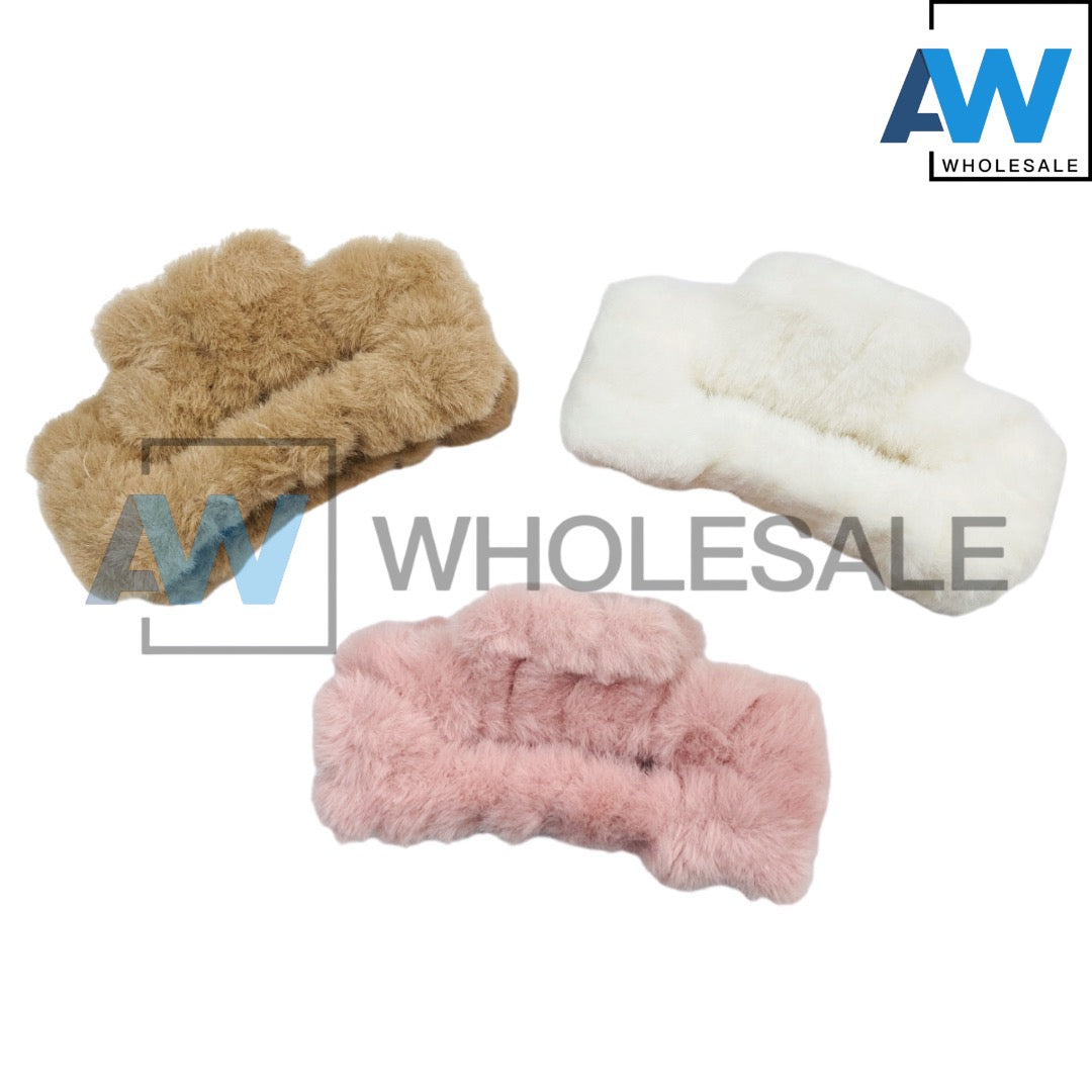 AB-556A (12 pcs) Faux Fur 11 cm Hair Clamps