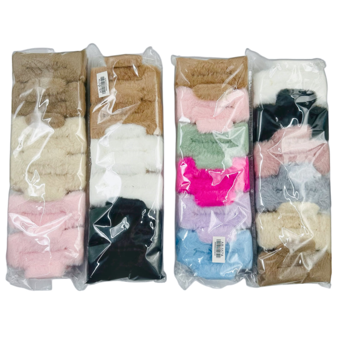 AB-557A (12 pcs) Faux Fur 9 cm Hair Clamps