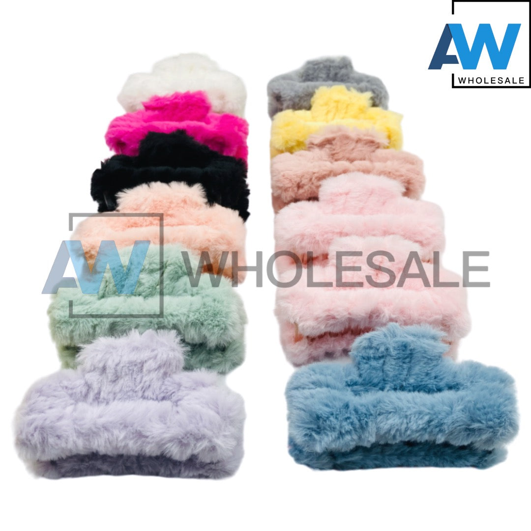 AB-557A (12 pcs) Faux Fur 9 cm Hair Clamps
