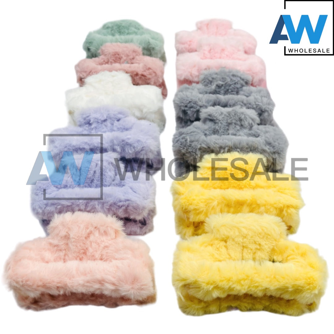 AB-557A (12 pcs) Faux Fur 9 cm Hair Clamps