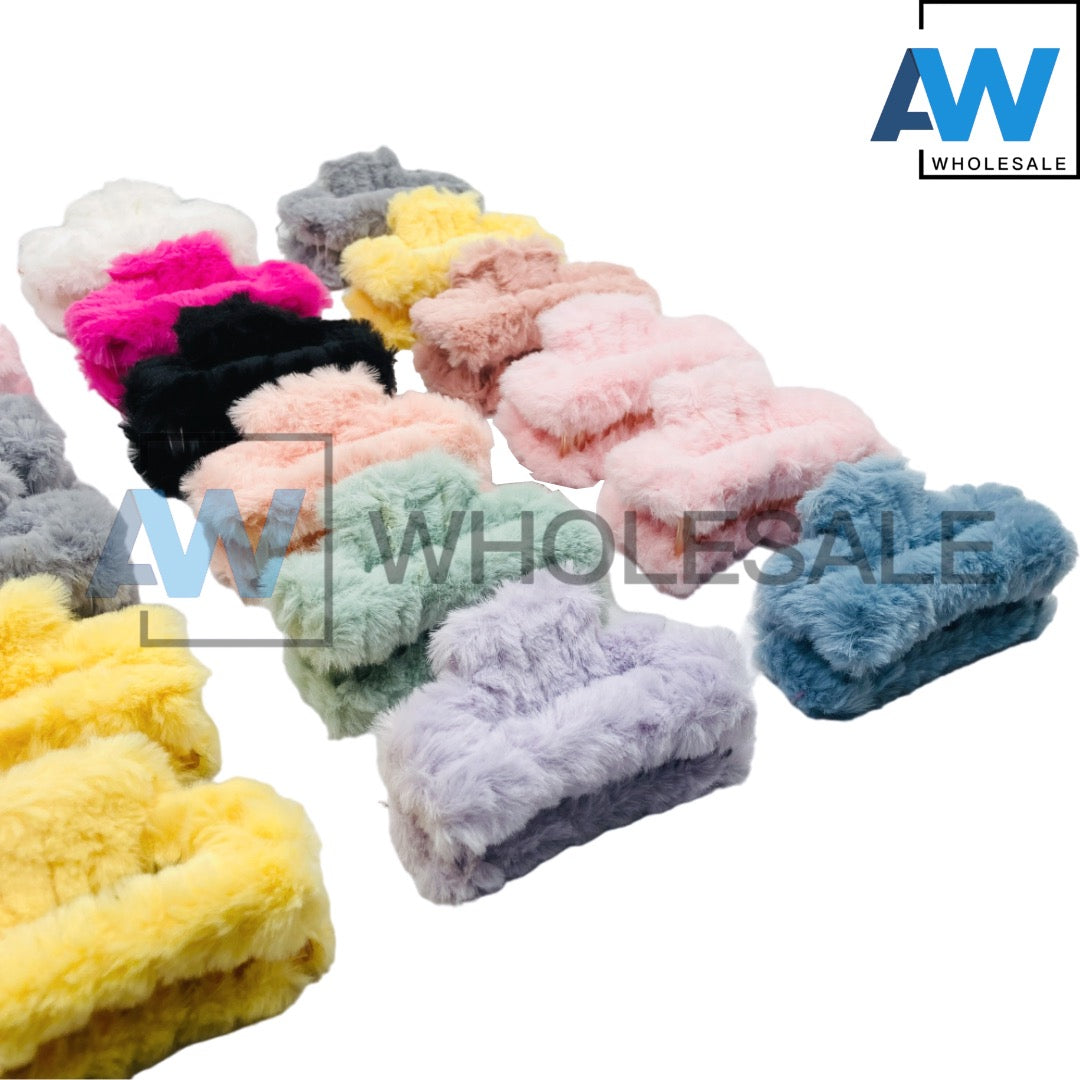 AB-557A (12 pcs) Faux Fur 9 cm Hair Clamps