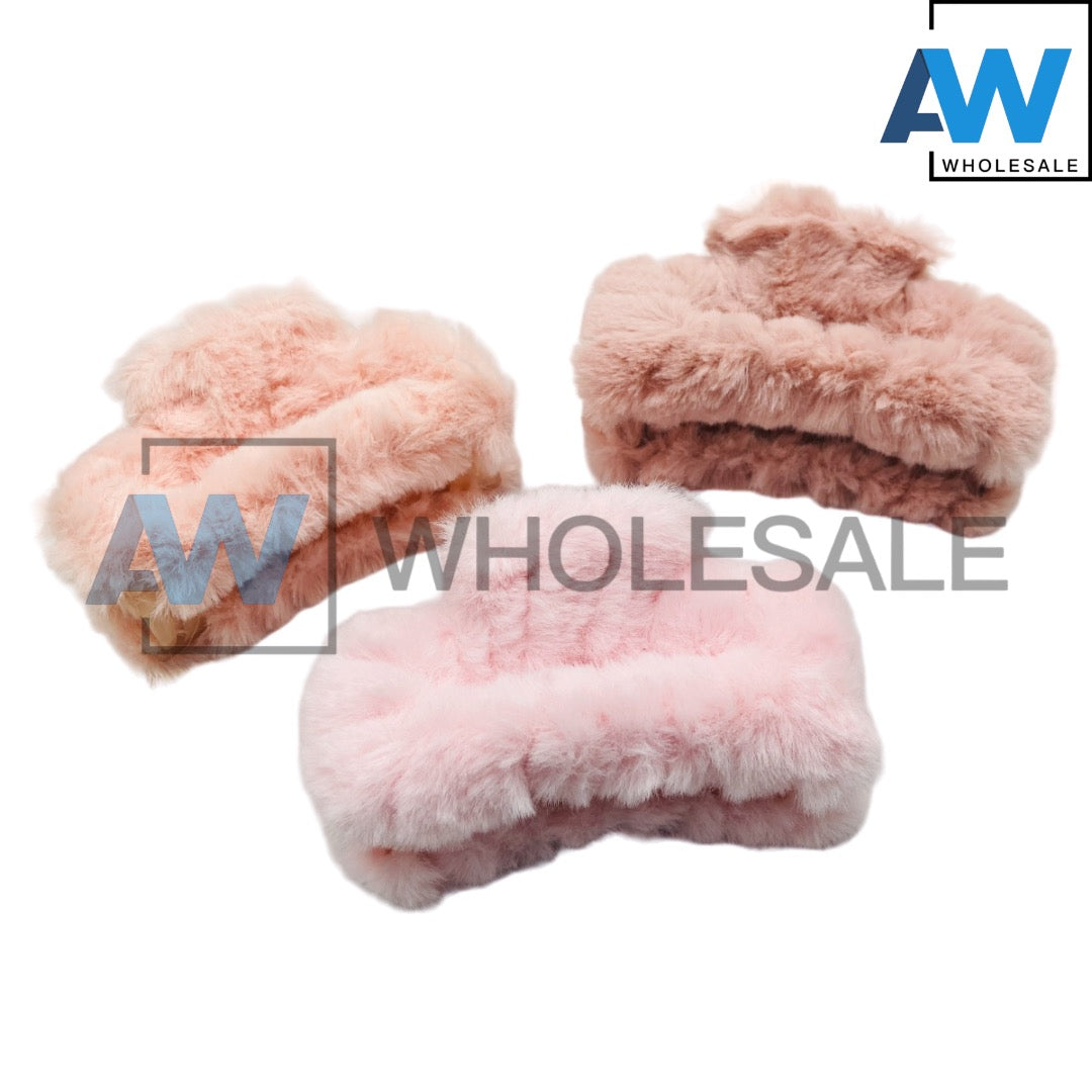 AB-557A (12 pcs) Faux Fur 9 cm Hair Clamps