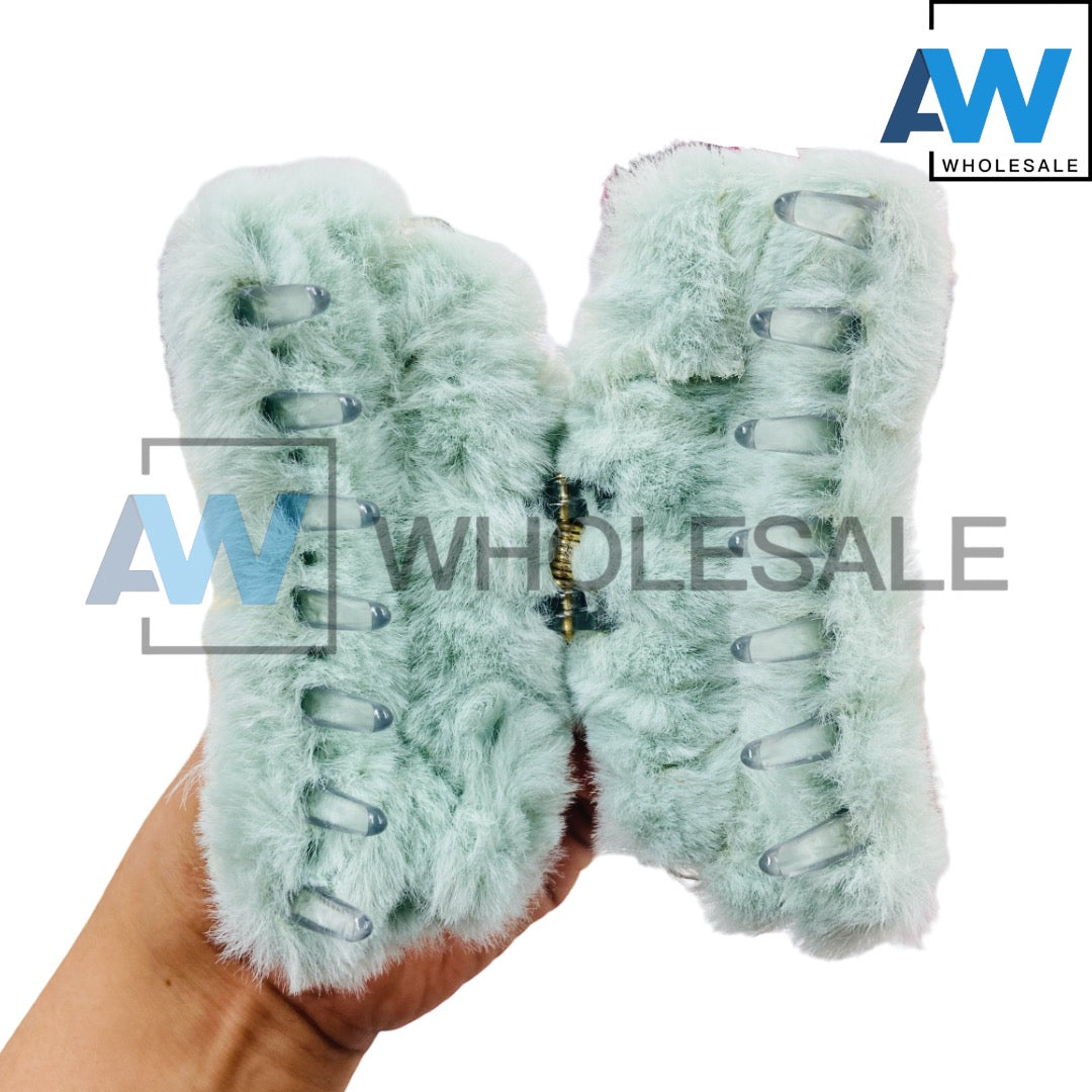 AB-557A (12 pcs) Faux Fur 9 cm Hair Clamps