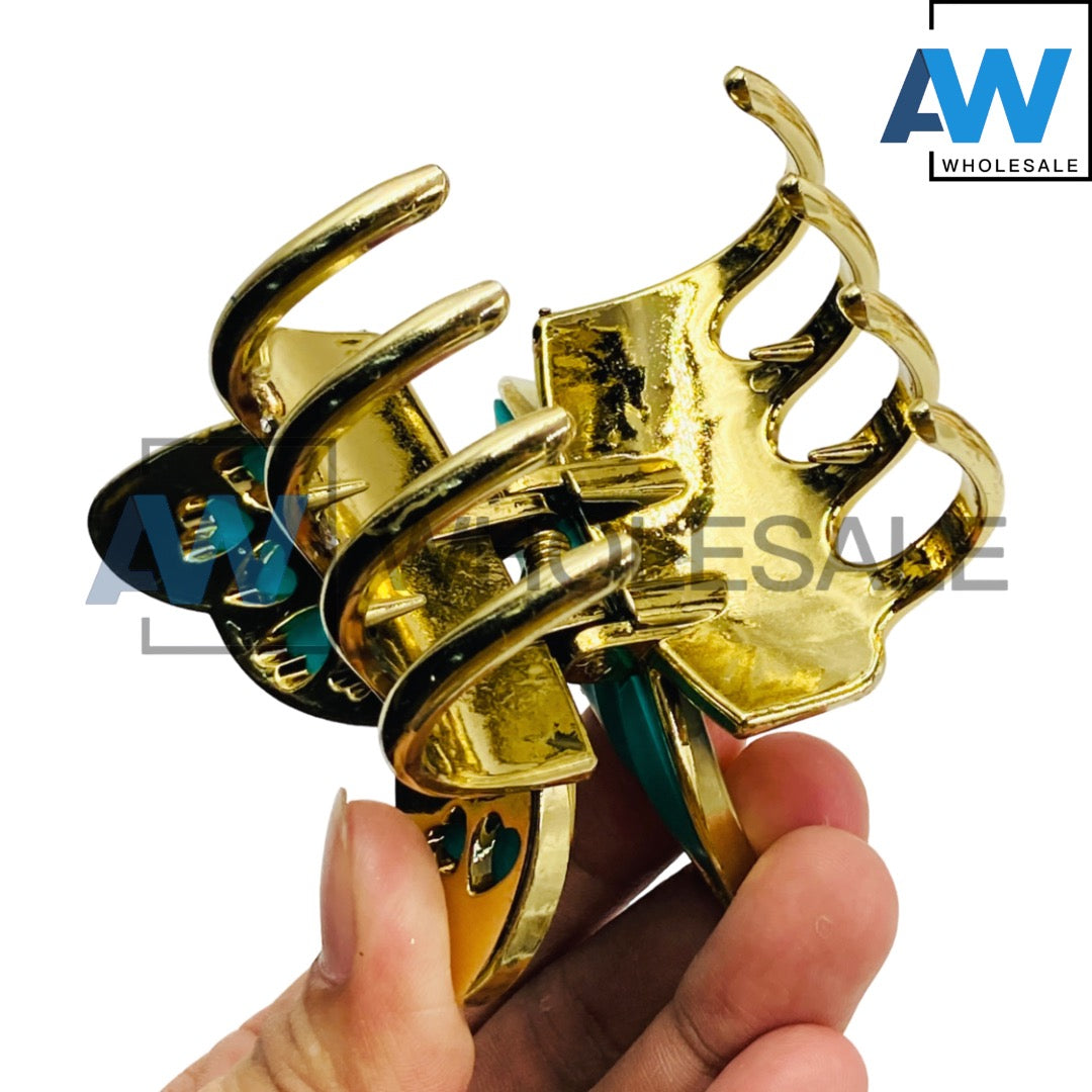 AB-624 (12 pcs) Glossy 8 cm Butterfly Hair Clamps