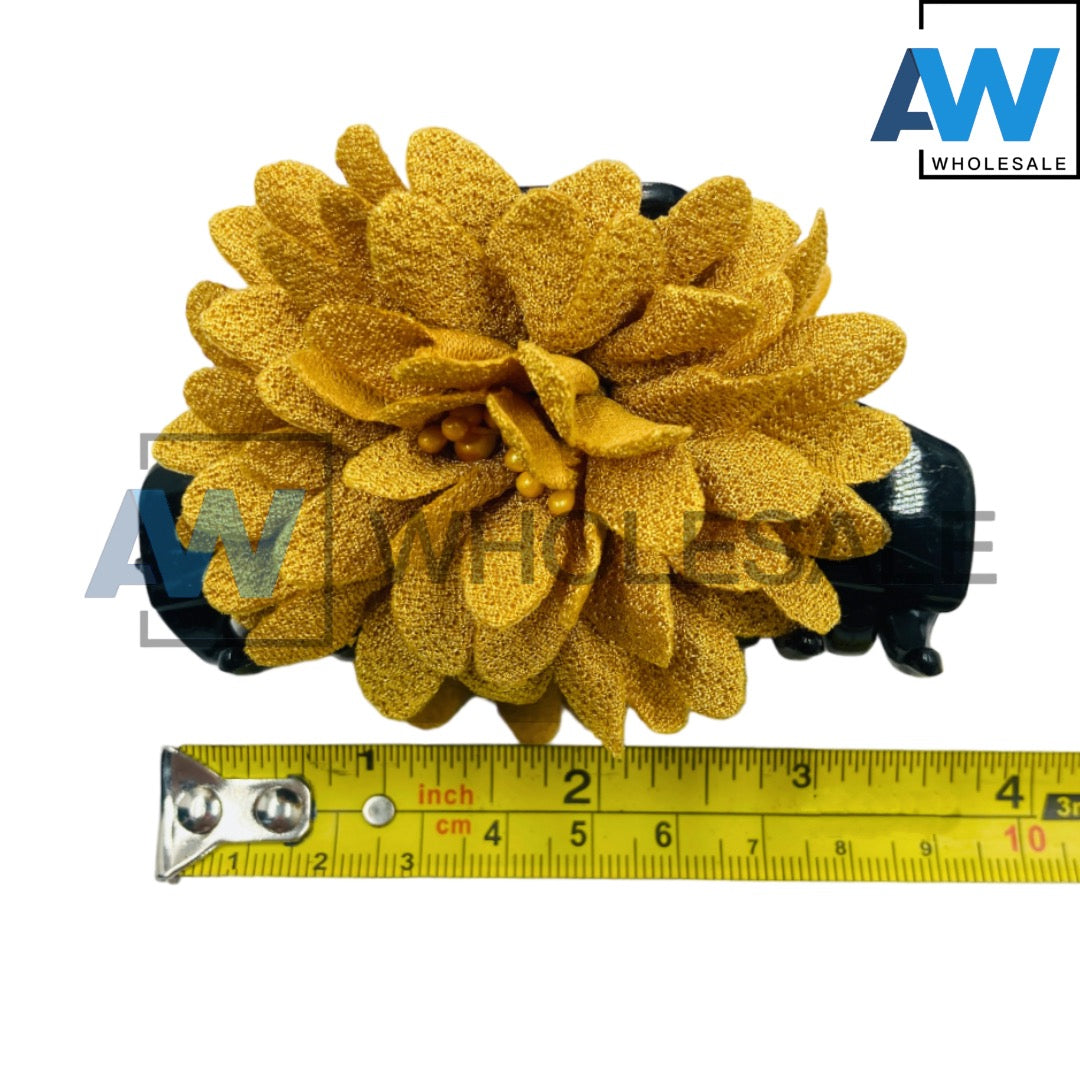 AB-727 (12 pcs) Flower 7 cm Hair Clamps