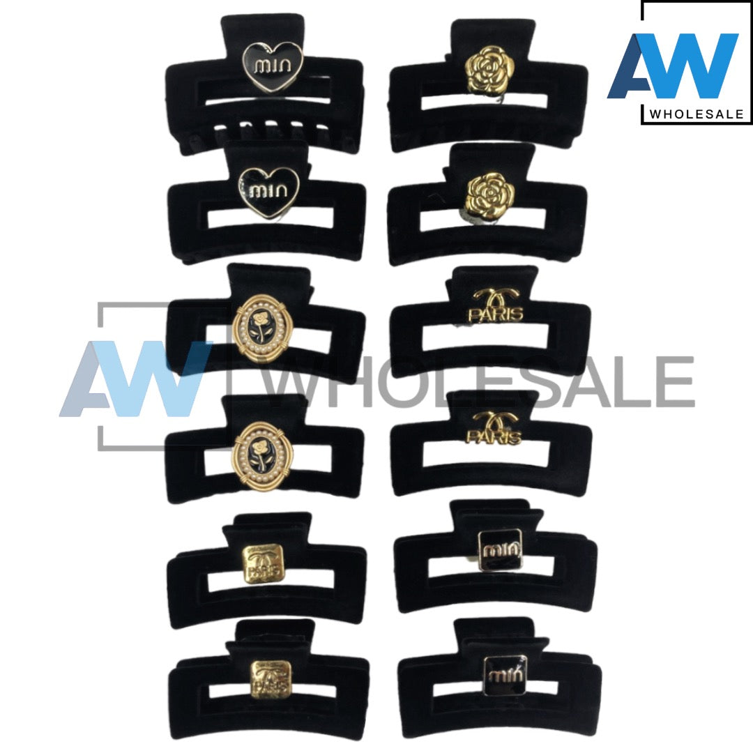 AB-861 (12 pcs) Textured 9 cm Hair Clamps