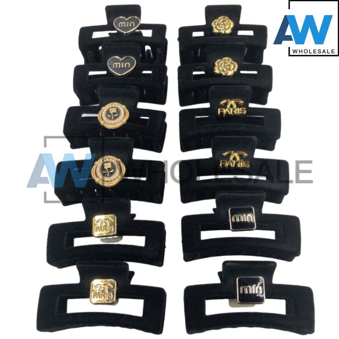 AB-861 (12 pcs) Textured 9 cm Hair Clamps