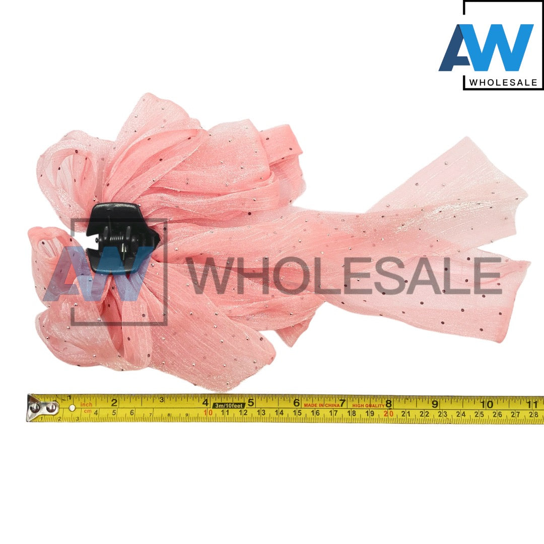 AB-877 (12 pcs) Bow Ribbon Tail Barette Hair Clips