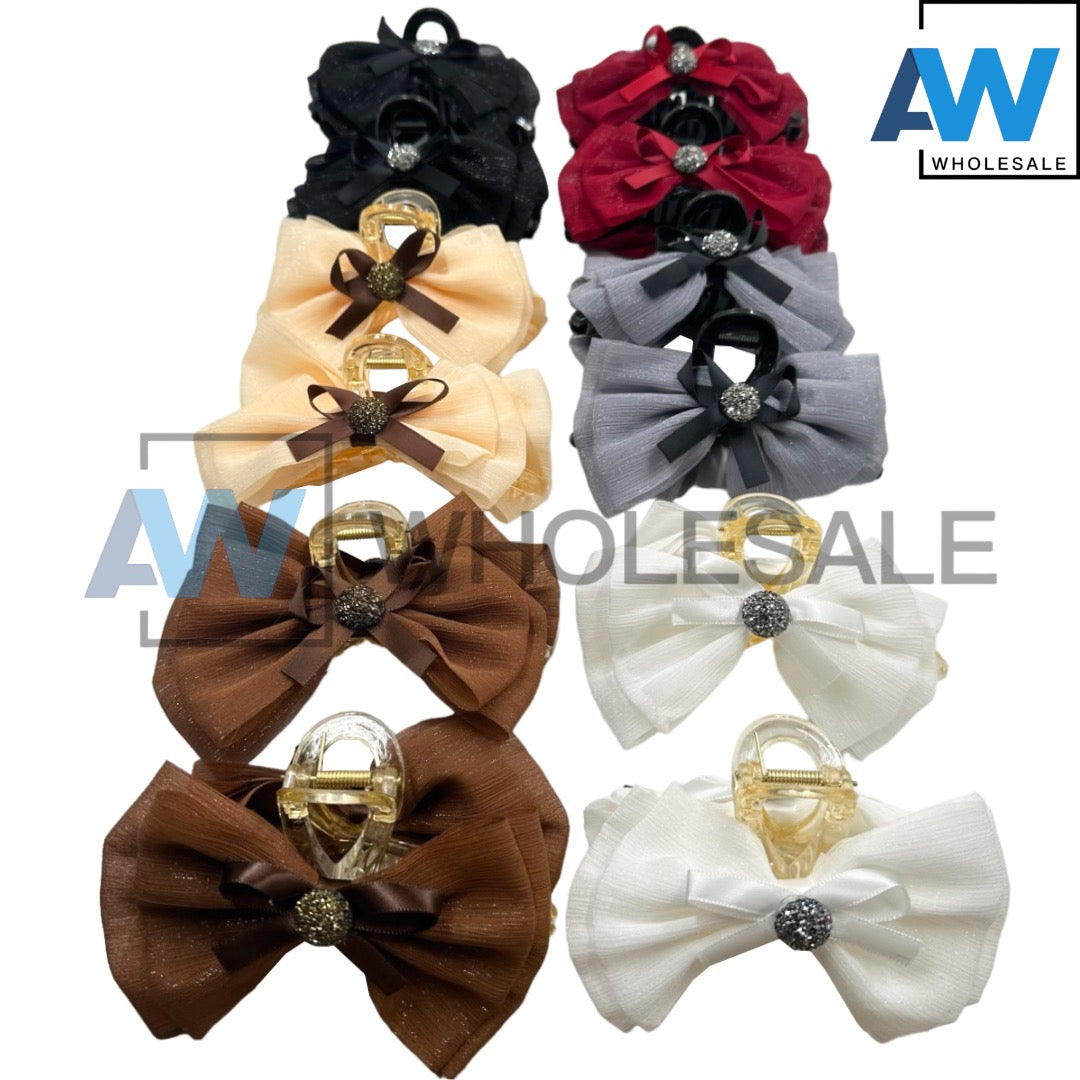 AB-892 (12 pcs) Fabric 13 cm Hair Clamps