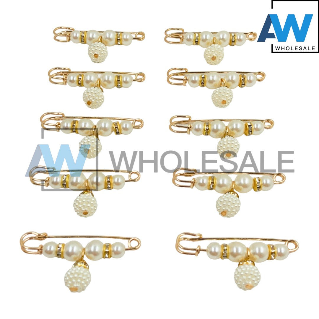EA-21 (10 pcs) Pearl with Ornament Adjust Waist Pin