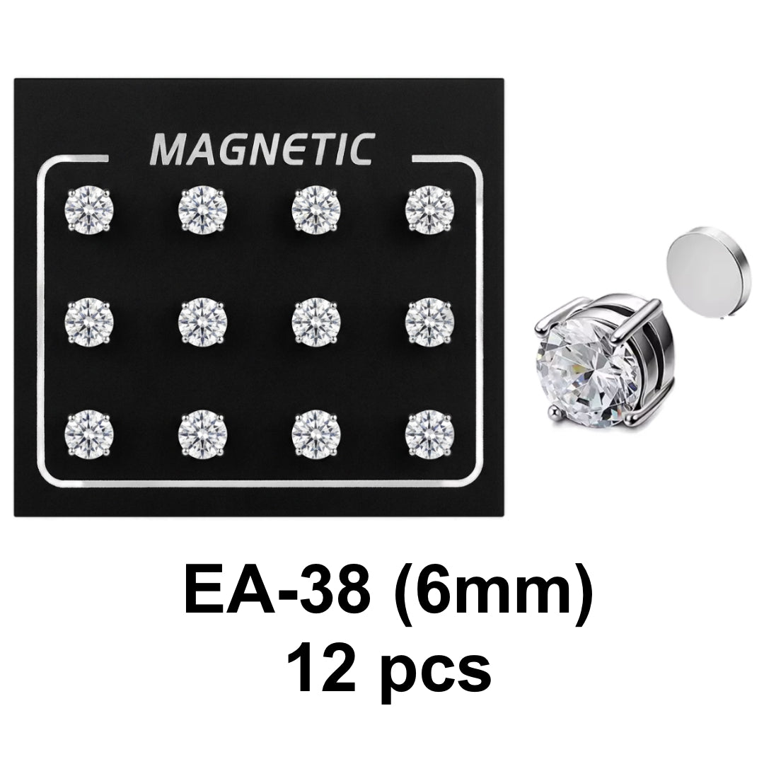 EA-37/EA-38 (12 pcs) 6 mm Zircon Magnetic Earrings